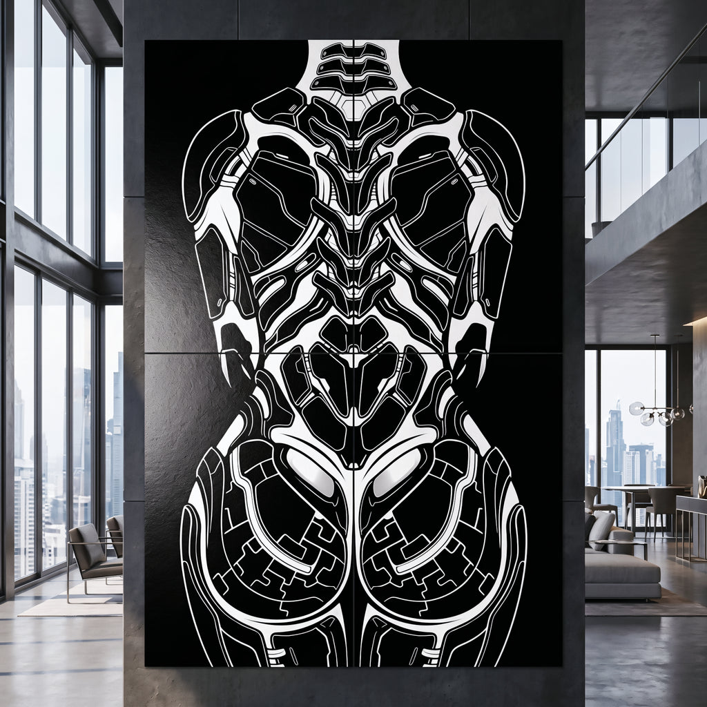 AEGIS | Biomechanical Female Form Op Art | Luxury Multi-Print Wall Art