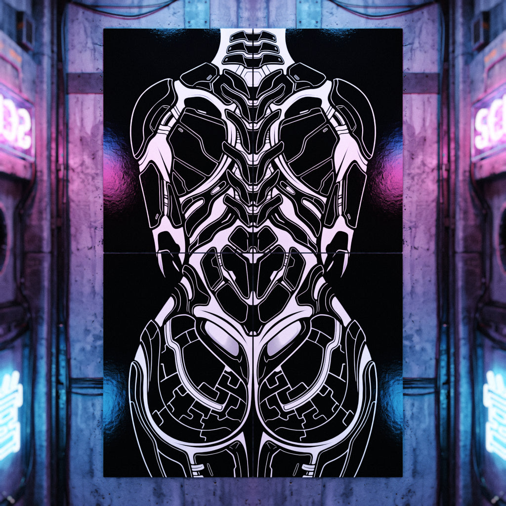 AEGIS | Biomechanical Female Form Op Art | Luxury Multi-Print Wall Art