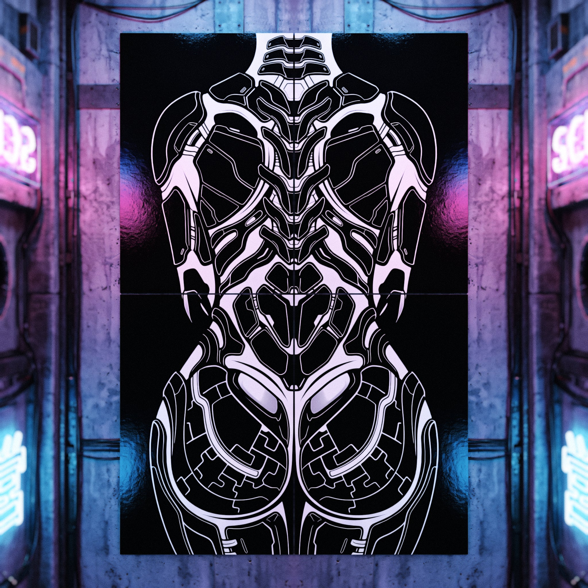 AEGIS | Biomechanical Female Form Op Art | Luxury Multi-Print Wall Art