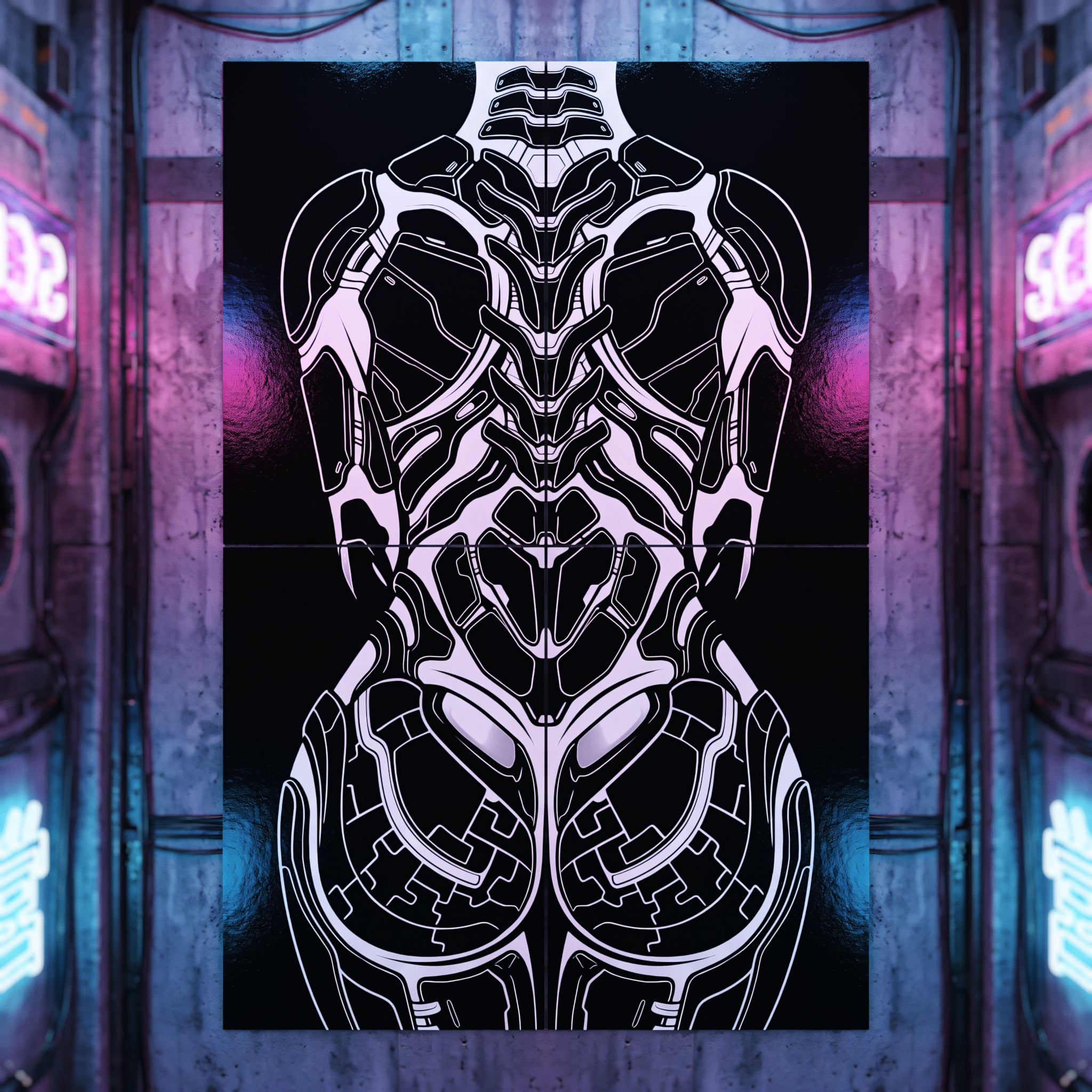 AEGIS | Biomechanical Female Form Op Art | Luxury Multi-Print Wall Art