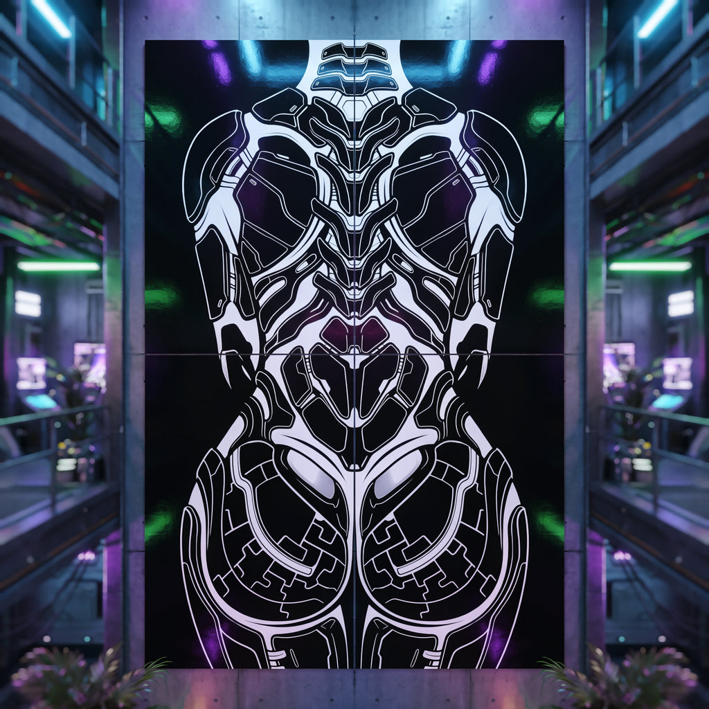 AEGIS | Biomechanical Female Form Op Art | Luxury Multi-Print Wall Art