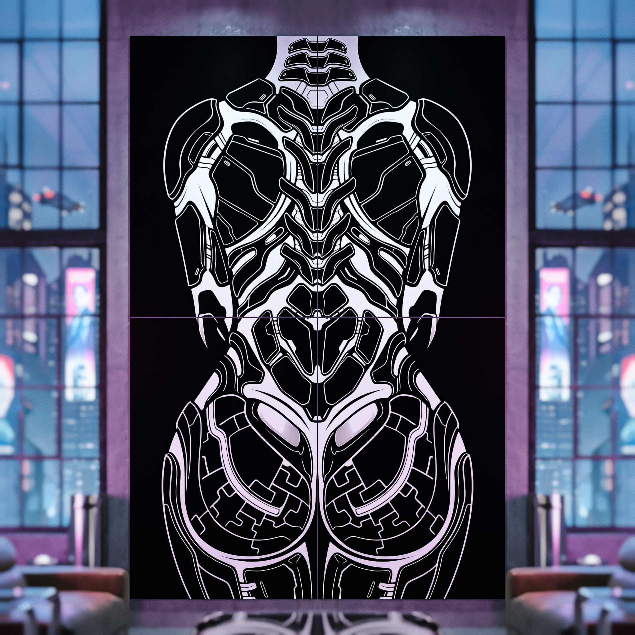 AEGIS | Biomechanical Female Form Op Art | Luxury Multi-Print Wall Art