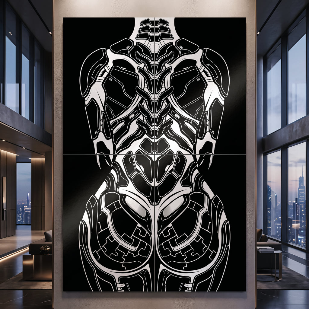 AEGIS | Biomechanical Female Form Op Art | Luxury Multi-Print Wall Art