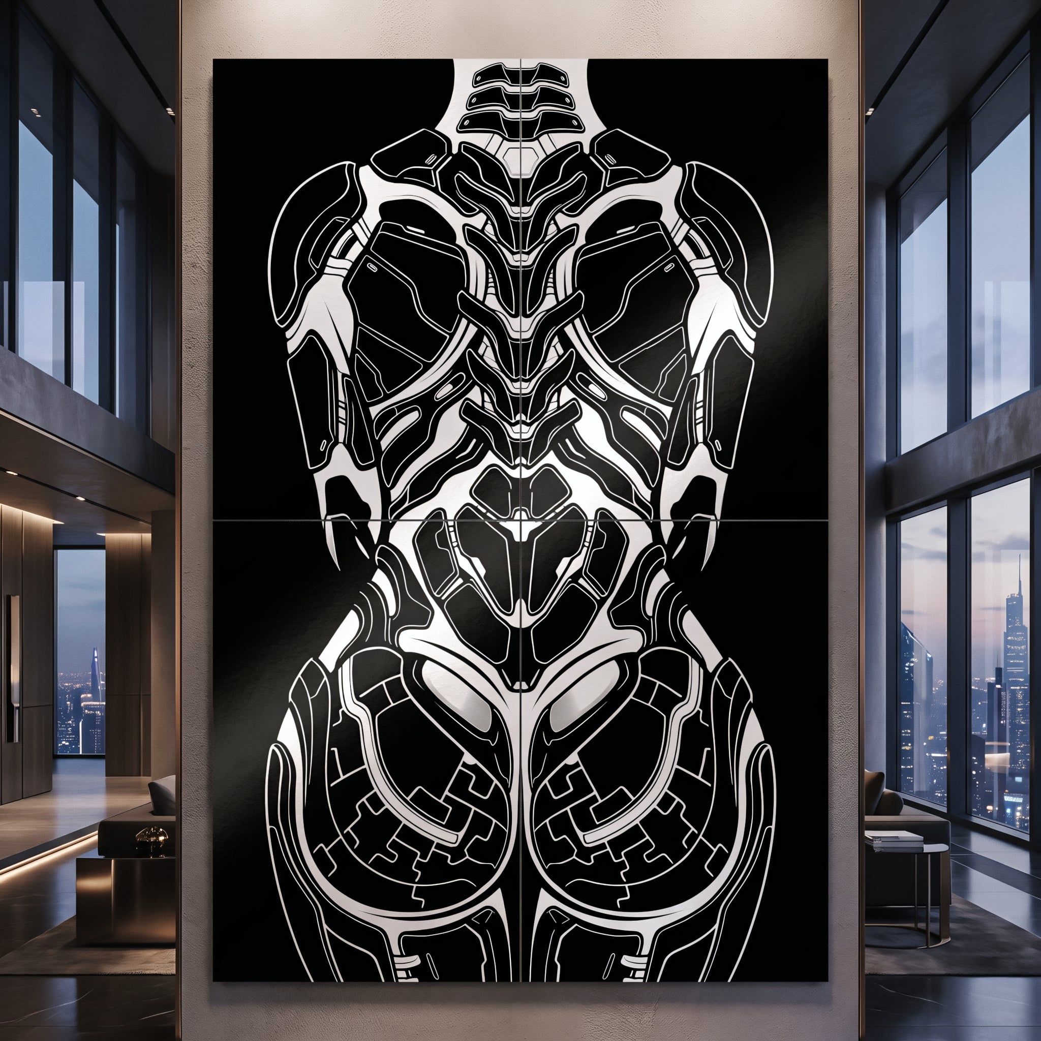 AEGIS | Biomechanical Female Form Op Art | Luxury Multi-Print Wall Art