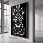 AEGIS | Biomechanical Female Figure Op Art Print | B&W Minimalist Luxury Wall Art