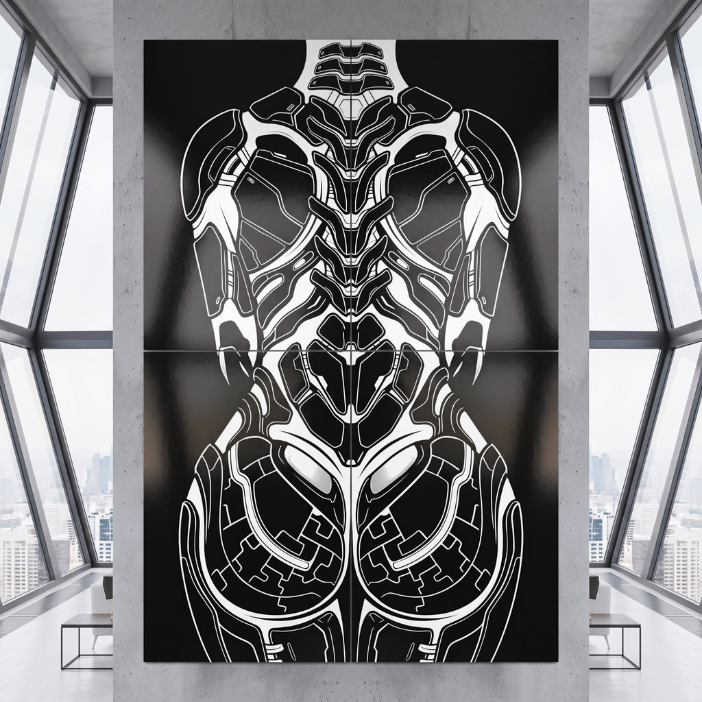 AEGIS | Biomechanical Female Form Op Art | Luxury Multi-Print Wall Art