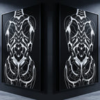 AEGIS | Biomechanical Female Figure Op Art Print | B&W Minimalist Luxury Wall Art