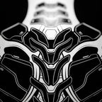 AEGIS | Biomechanical Female Figure Op Art Print | B&W Minimalist Luxury Wall Art