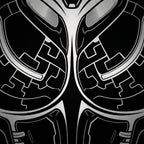 AEGIS | Biomechanical Female Figure Op Art Print | B&W Minimalist Luxury Wall Art