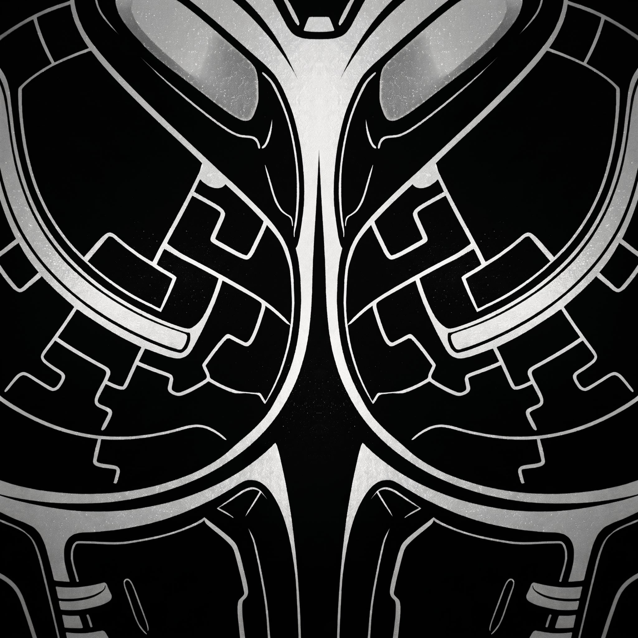 AEGIS | Biomechanical Female Figure Op Art Print | B&W Minimalist Luxury Wall Art