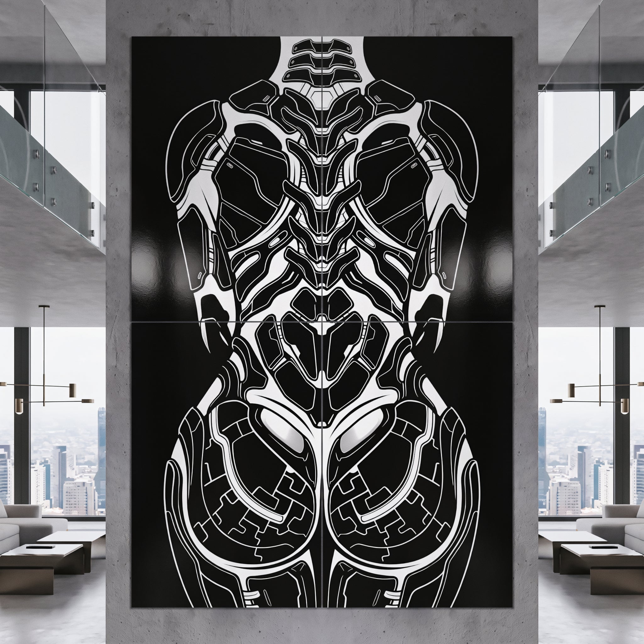 AEGIS | Biomechanical Female Form Op Art | Luxury Multi-Print Wall Art