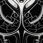 AEGIS | Biomechanical Female Figure Op Art Print | B&W Minimalist Luxury Wall Art
