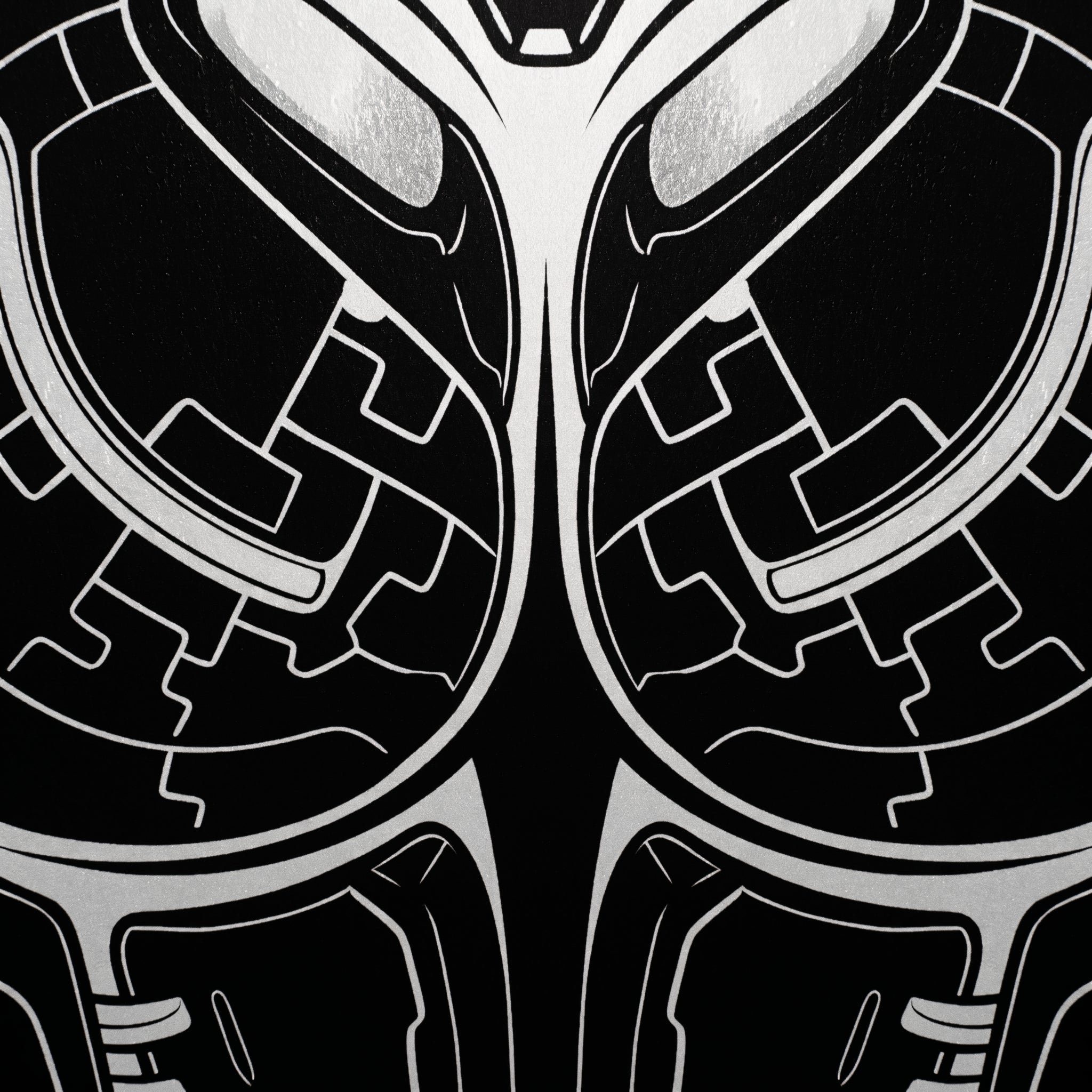 AEGIS | Biomechanical Female Figure Op Art Print | B&W Minimalist Luxury Wall Art