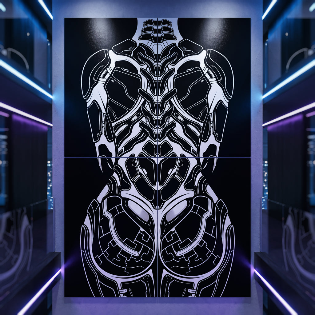 AEGIS | Biomechanical Female Form Op Art | Luxury Multi-Print Wall Art