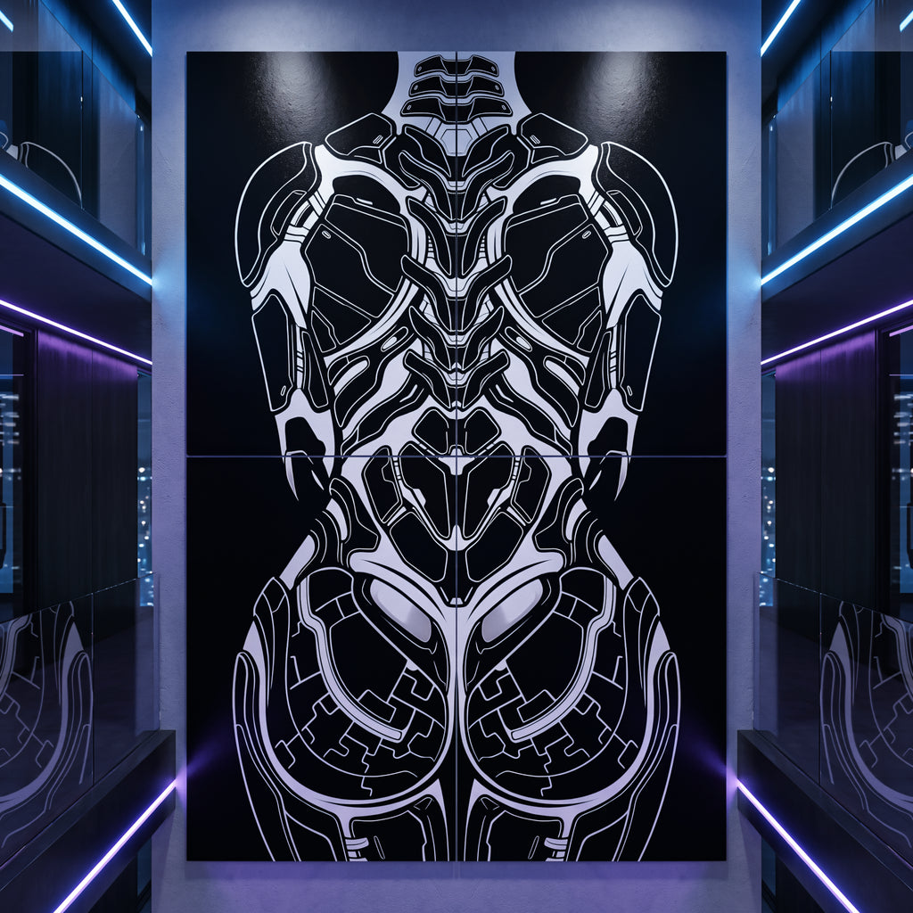 AEGIS | Biomechanical Female Form Op Art | Luxury Multi-Print Wall Art