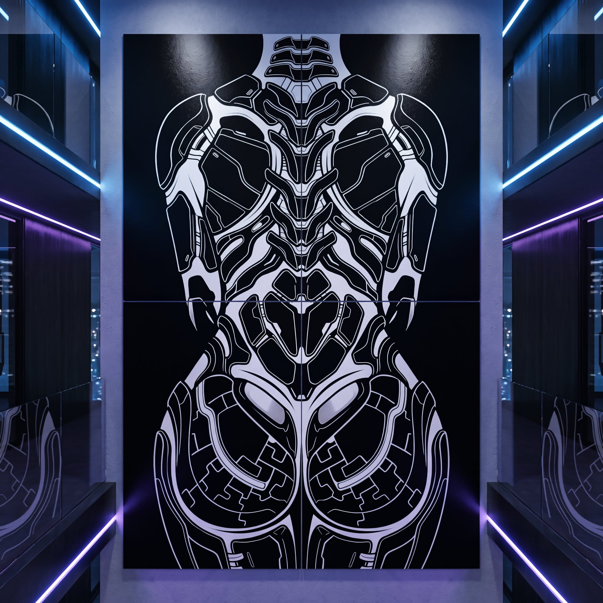 AEGIS | Biomechanical Female Form Op Art | Luxury Multi-Print Wall Art