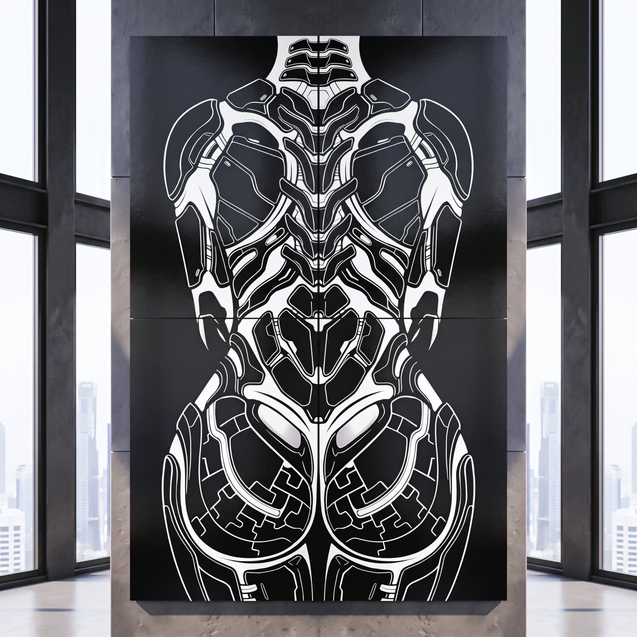 AEGIS | Biomechanical Female Form Op Art | Luxury Multi-Print Wall Art
