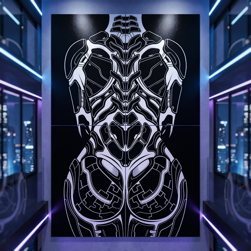 AEGIS | Biomechanical Female Form Op Art | Luxury Multi-Print Wall Art