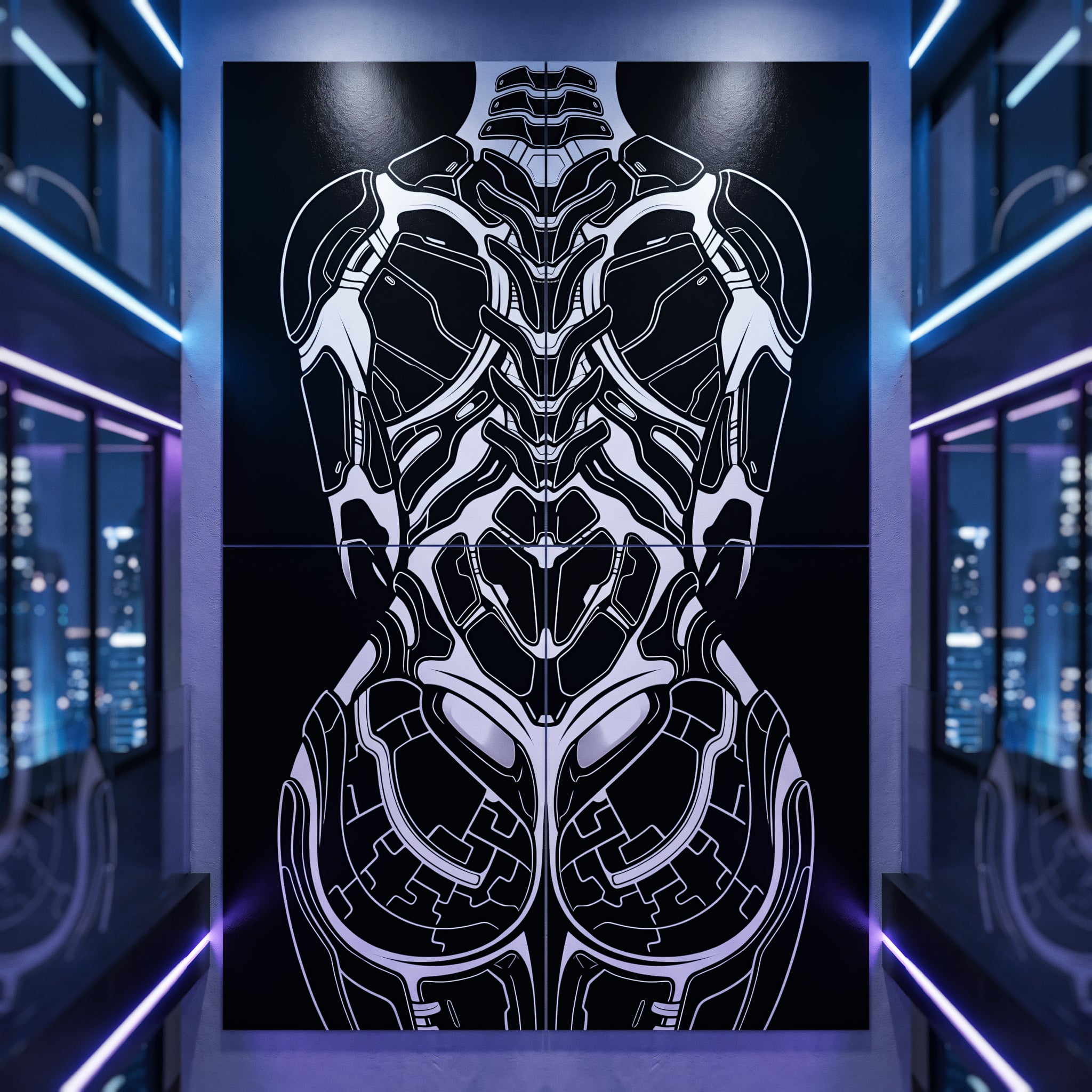 AEGIS | Biomechanical Female Form Op Art | Luxury Multi-Print Wall Art