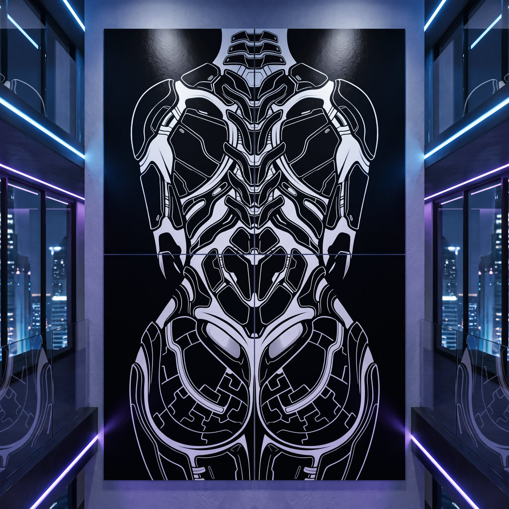 AEGIS | Biomechanical Female Form Op Art | Luxury Multi-Print Wall Art