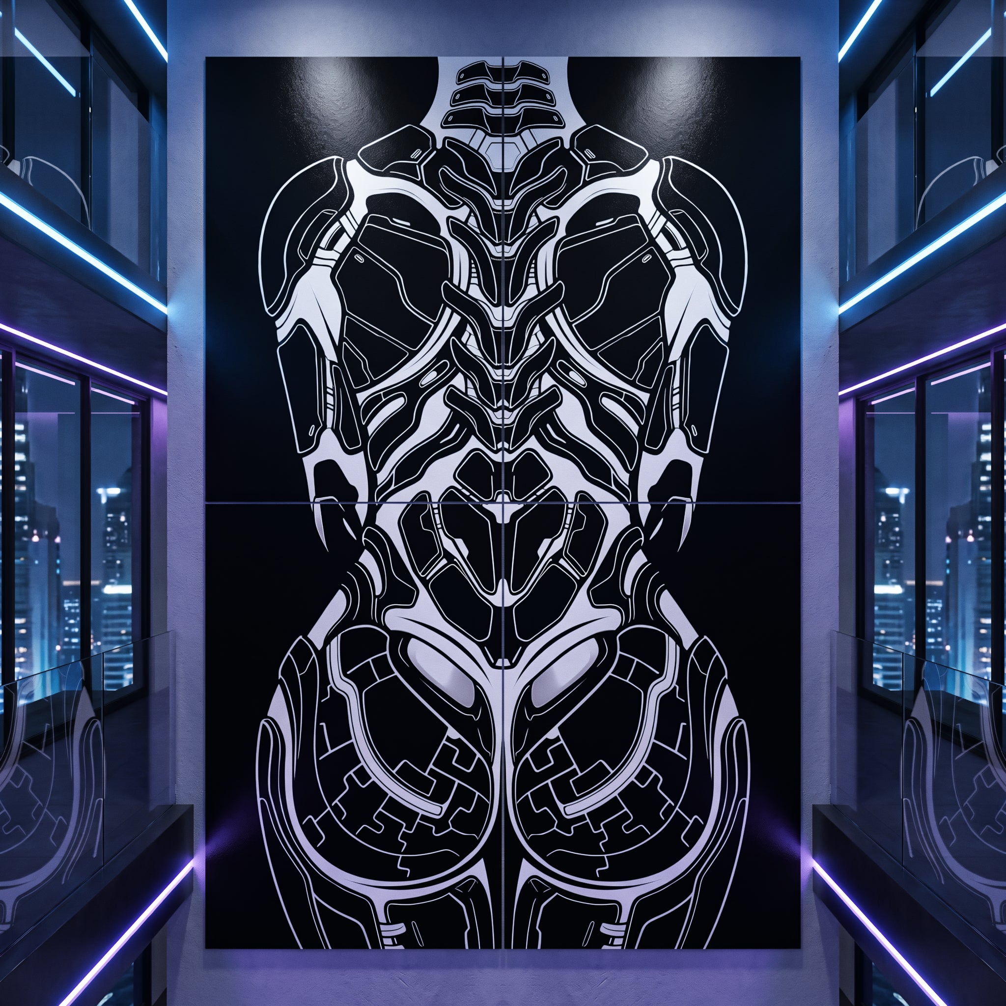 AEGIS | Biomechanical Female Form Op Art | Luxury Multi-Print Wall Art