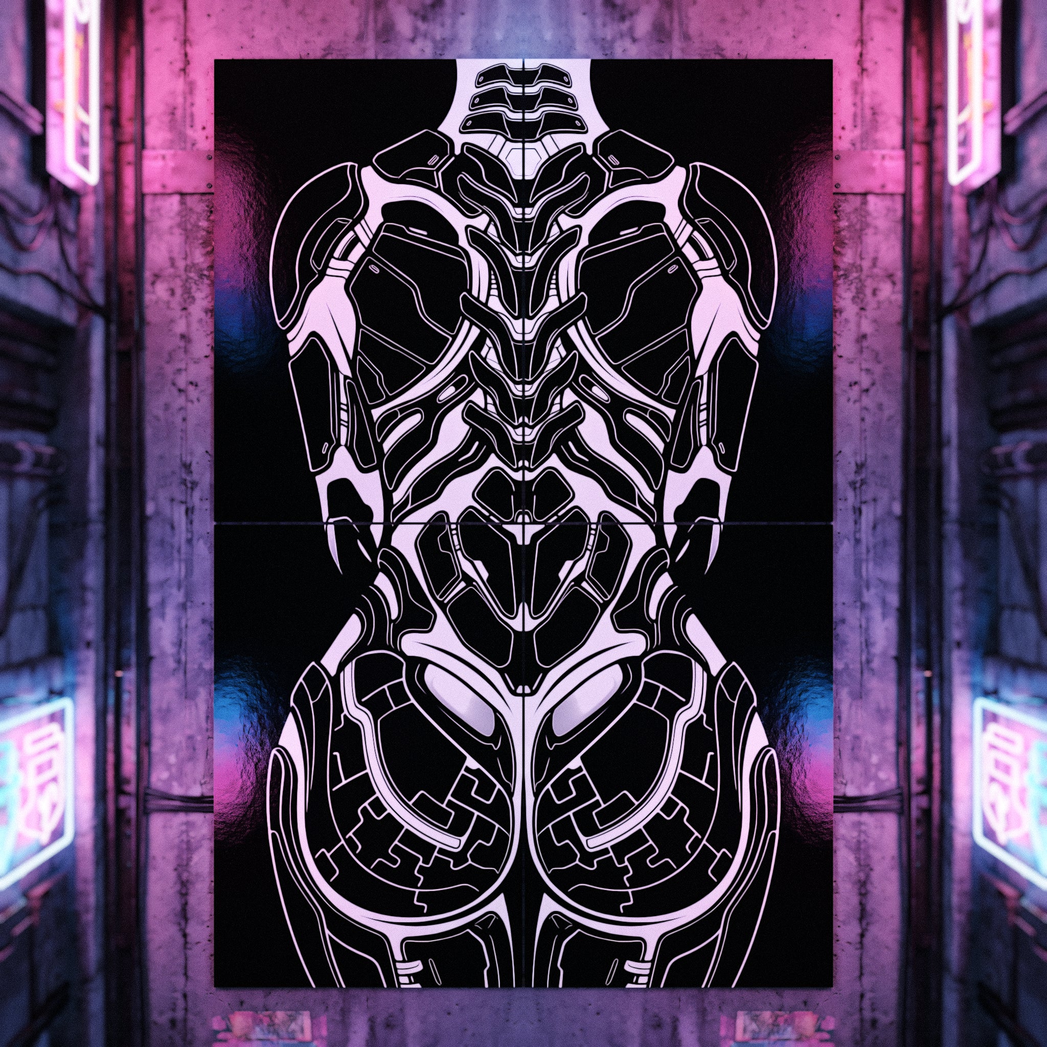 AEGIS | Biomechanical Female Form Op Art | Luxury Multi-Print Wall Art