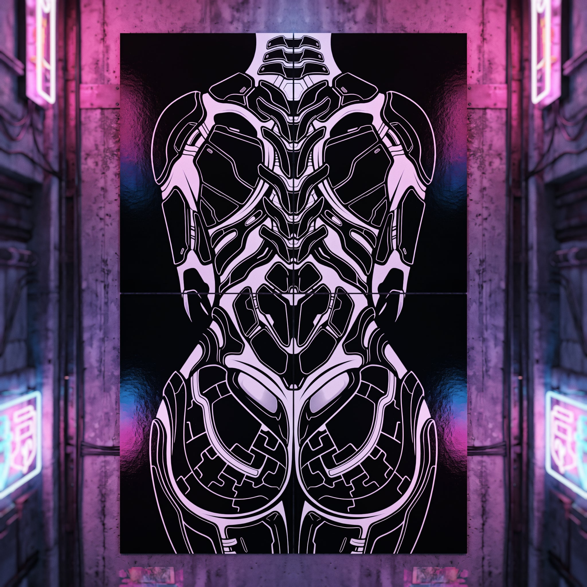 AEGIS | Biomechanical Female Form Op Art | Luxury Multi-Print Wall Art