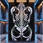 ARMATA 4-piece fine art print installation, museum-grade archival cotton paper with rear biomechanical spine artwork