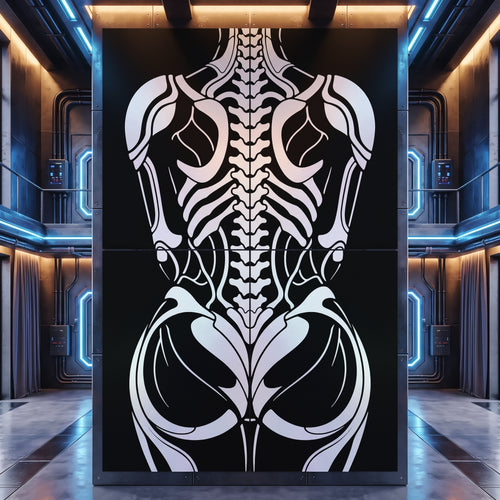 ARMATA 4-piece fine art print installation, museum-grade archival cotton paper with rear biomechanical spine artwork