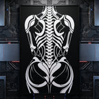 ARMATA | Cybernetic Skeletal Female Body Op Art Print | Luxury Sci-Fi Wall Art