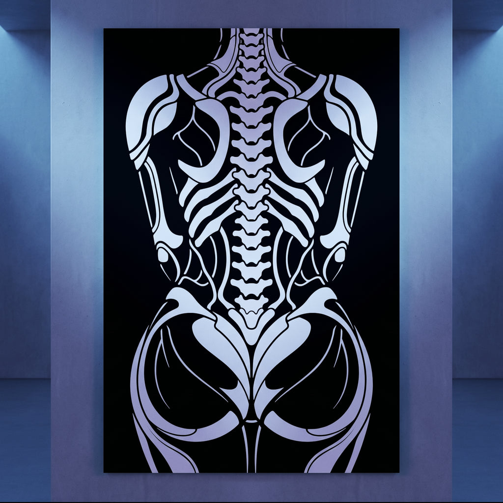 ARMATA | Cybernetic Skeletal Female Body Op Art Print | Luxury Sci-Fi Wall Art