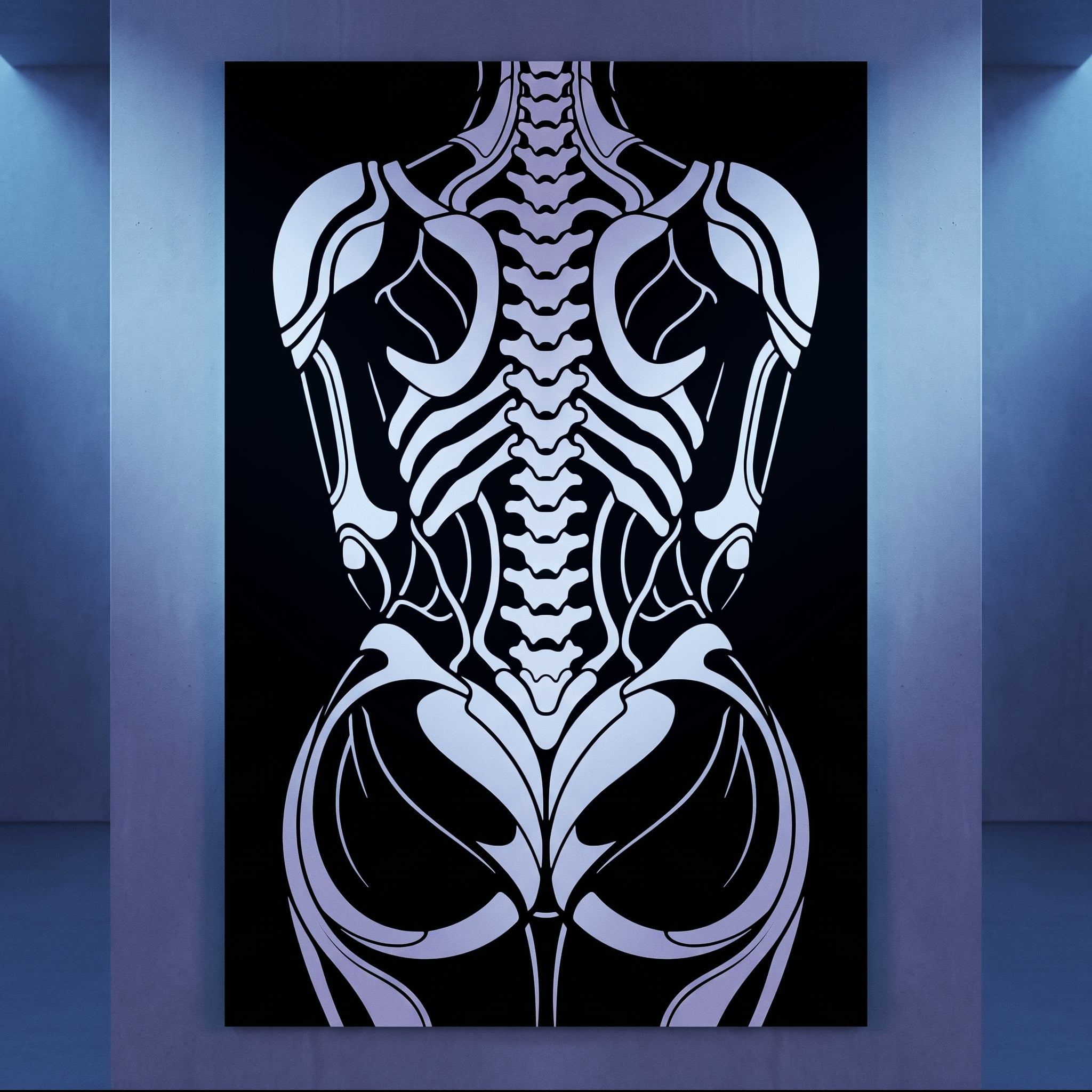 ARMATA | Cybernetic Skeletal Female Body Op Art Print | Luxury Sci-Fi Wall Art