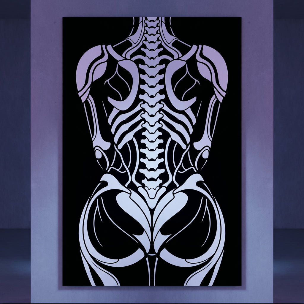 ARMATA | Cybernetic Skeletal Female Body Op Art Print | Luxury Sci-Fi Wall Art