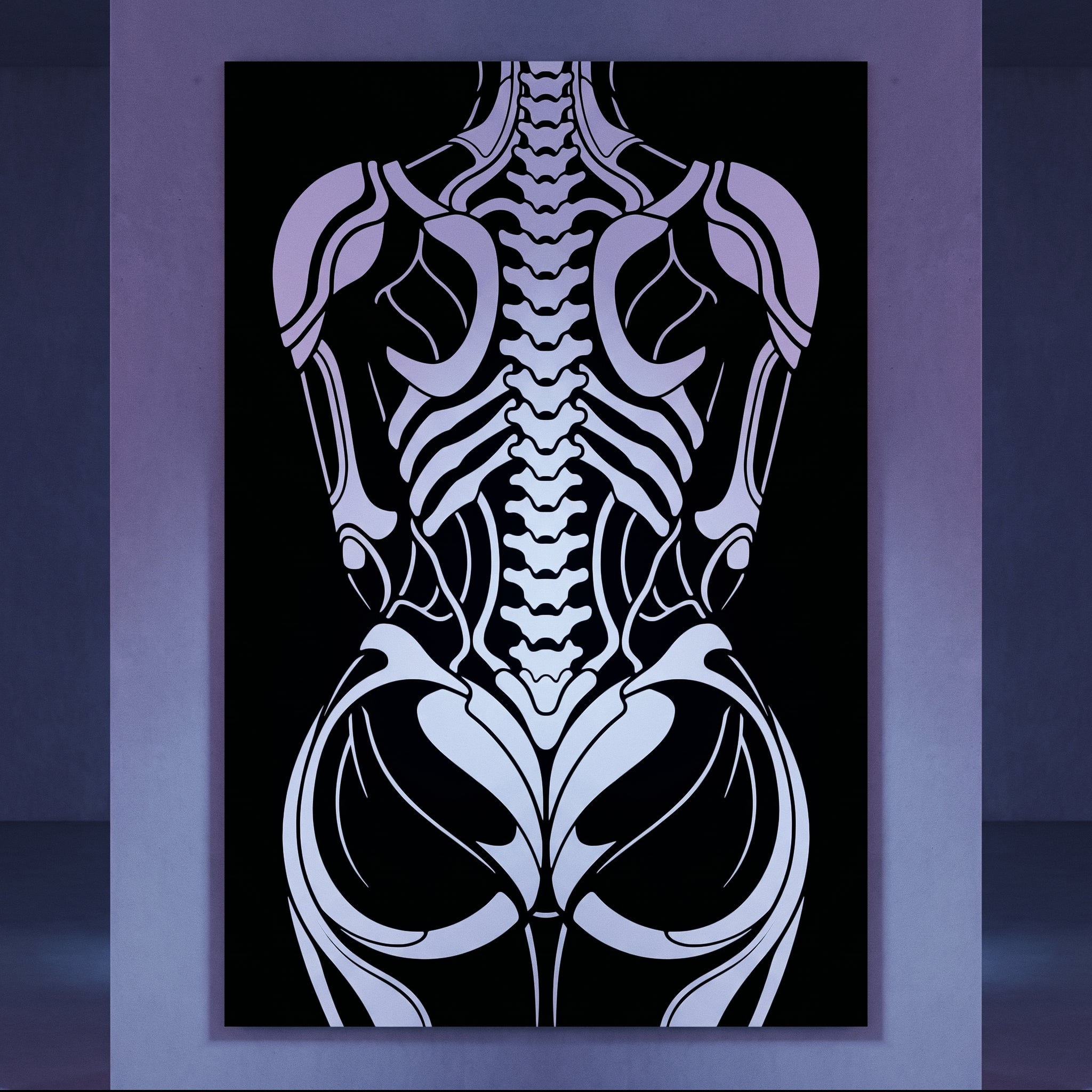 ARMATA | Cybernetic Skeletal Female Body Op Art Print | Luxury Sci-Fi Wall Art