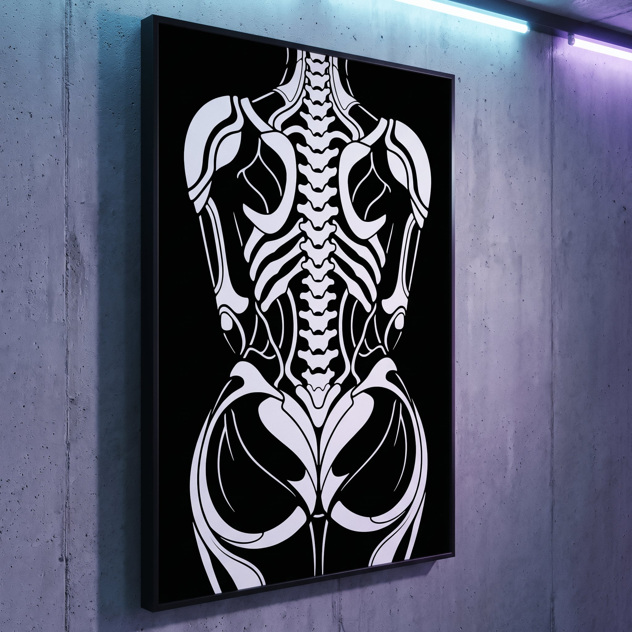 ARMATA | Cybernetic Skeletal Female Body Op Art Print | Luxury Sci-Fi Wall Art