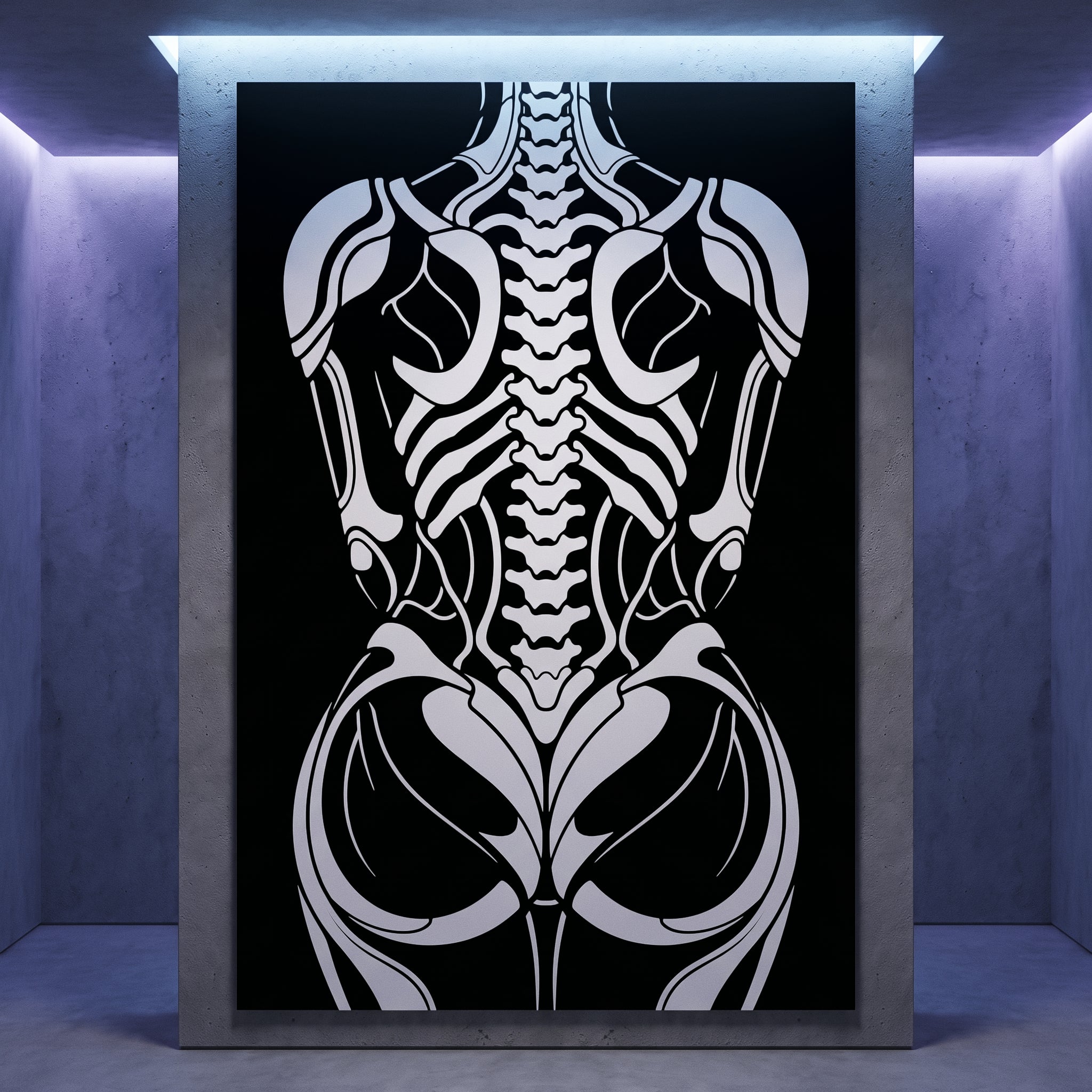 ARMATA | Cybernetic Skeletal Female Body Op Art Print | Luxury Sci-Fi Wall Art