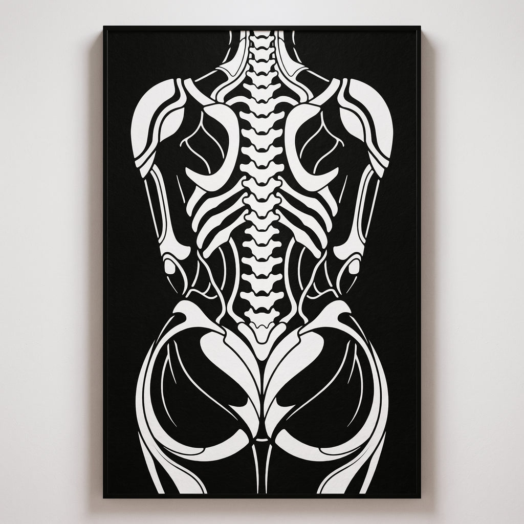 ARMATA | Cybernetic Skeletal Female Body Op Art Print | Luxury Sci-Fi Wall Art