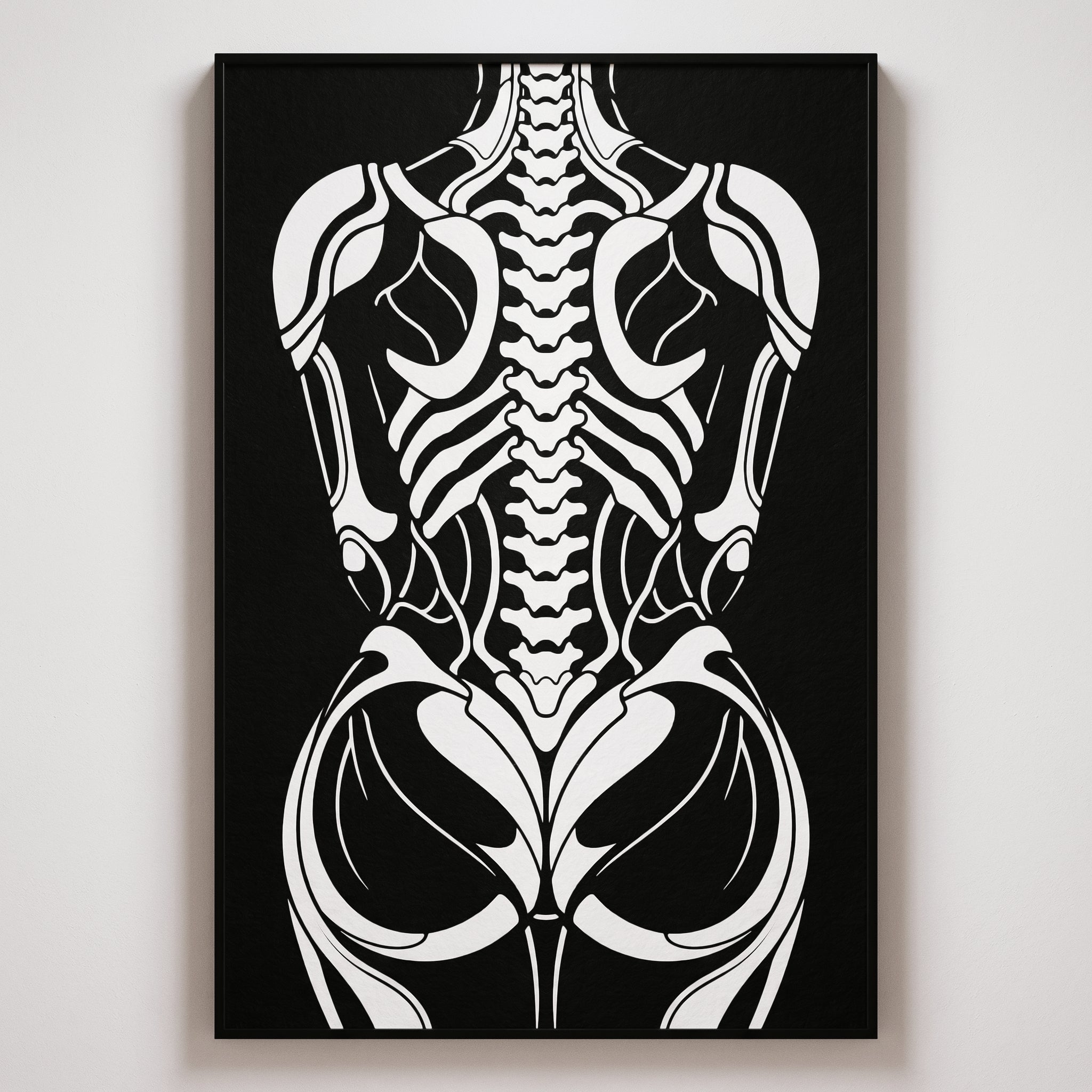ARMATA | Cybernetic Skeletal Female Body Op Art Print | Luxury Sci-Fi Wall Art