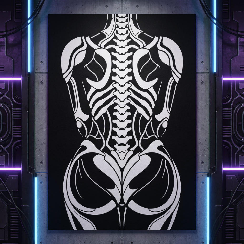 ARMATA | Cybernetic Skeletal Female Body Op Art Print | Luxury Sci-Fi Wall Art