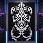 ARMATA | Cybernetic Skeletal Female Body Op Art Print | Luxury Sci-Fi Wall Art