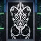 ARMATA | Cybernetic Skeletal Female Body Op Art Print | Luxury Sci-Fi Wall Art