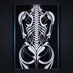ARMATA | Cybernetic Skeletal Female Body Op Art Print | Luxury Sci-Fi Wall Art