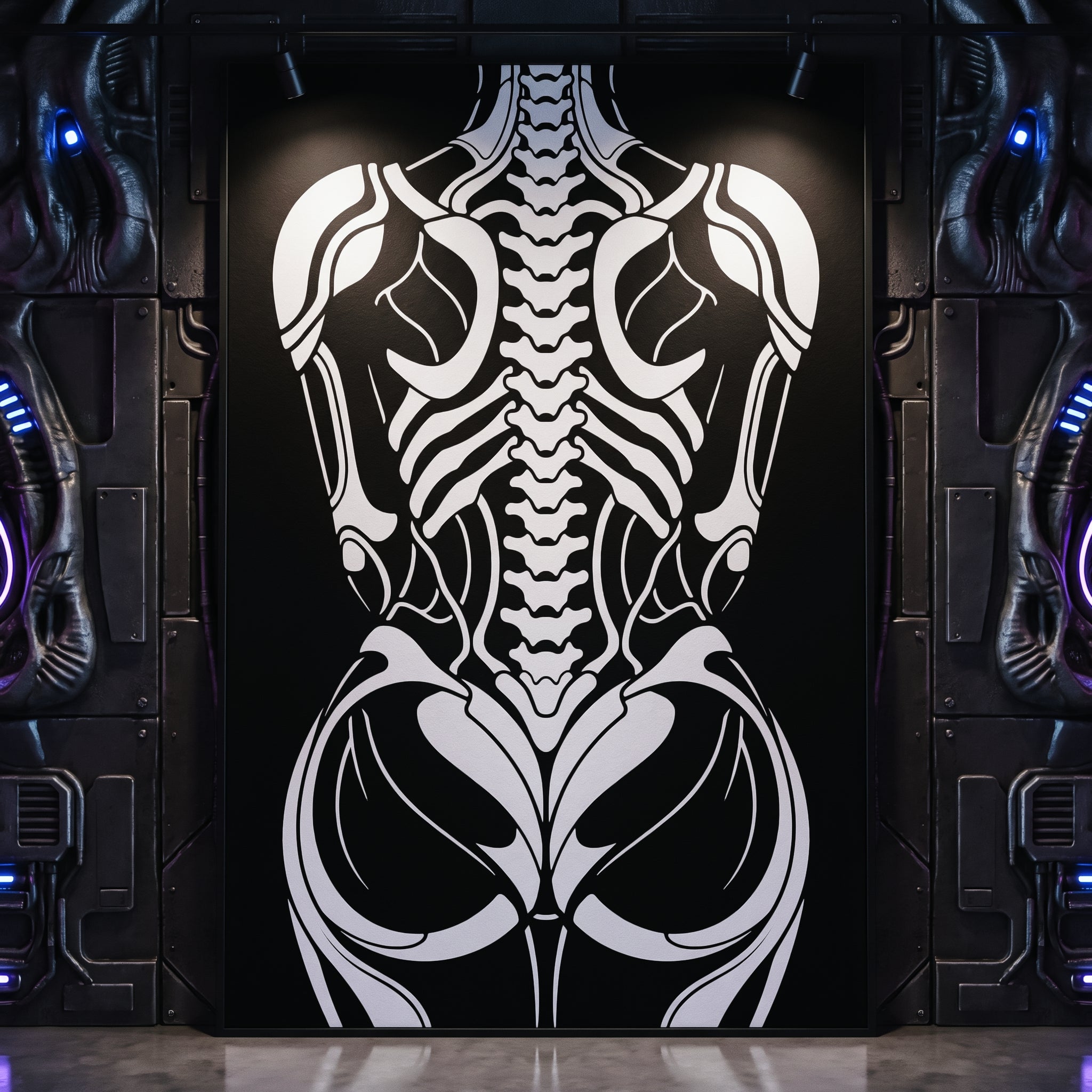 ARMATA | Cybernetic Skeletal Female Body Op Art Print | Luxury Sci-Fi Wall Art
