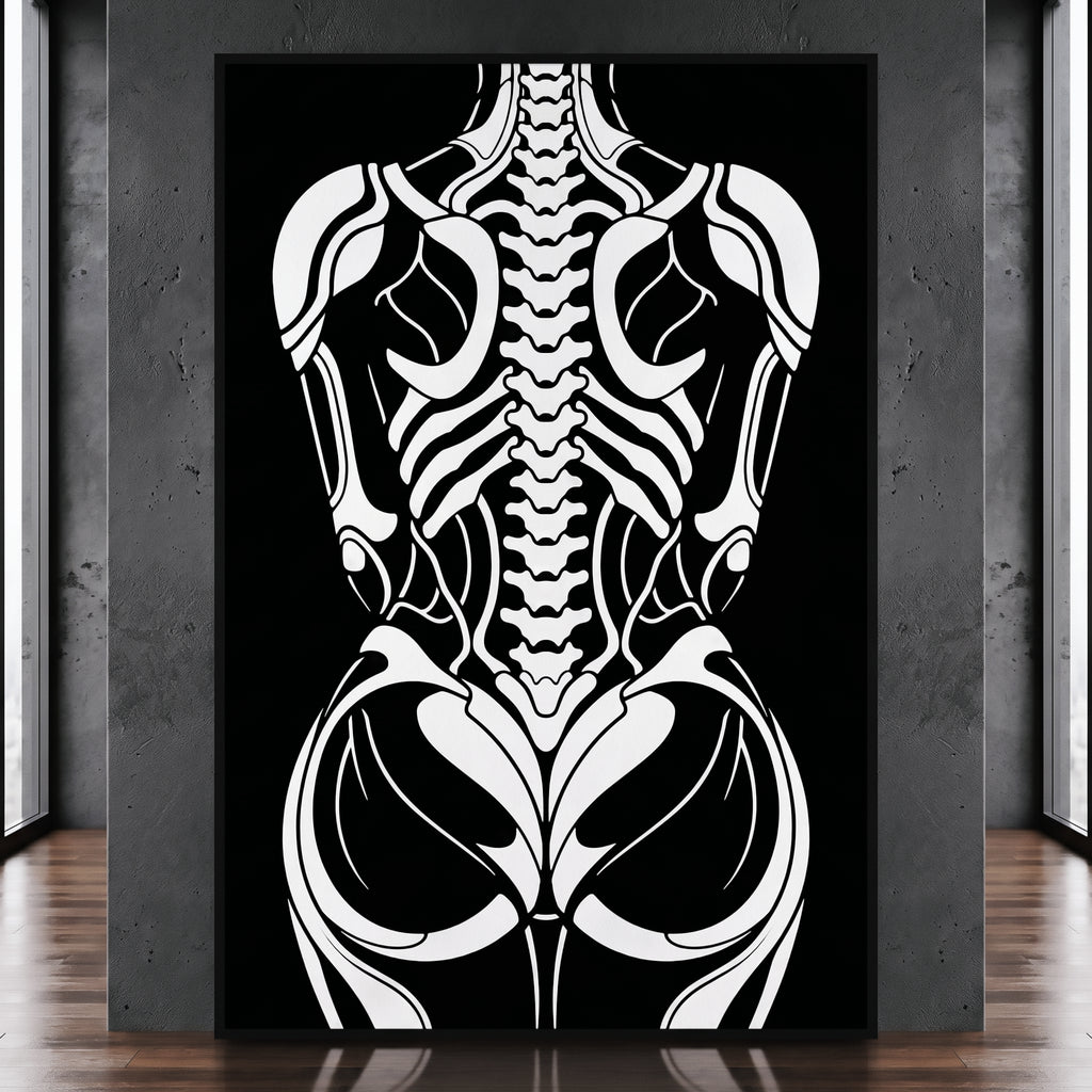 ARMATA | Cybernetic Skeletal Female Body Op Art Print | Luxury Sci-Fi Wall Art