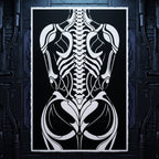 ARMATA | Cybernetic Skeletal Female Body Op Art Print | Luxury Sci-Fi Wall Art