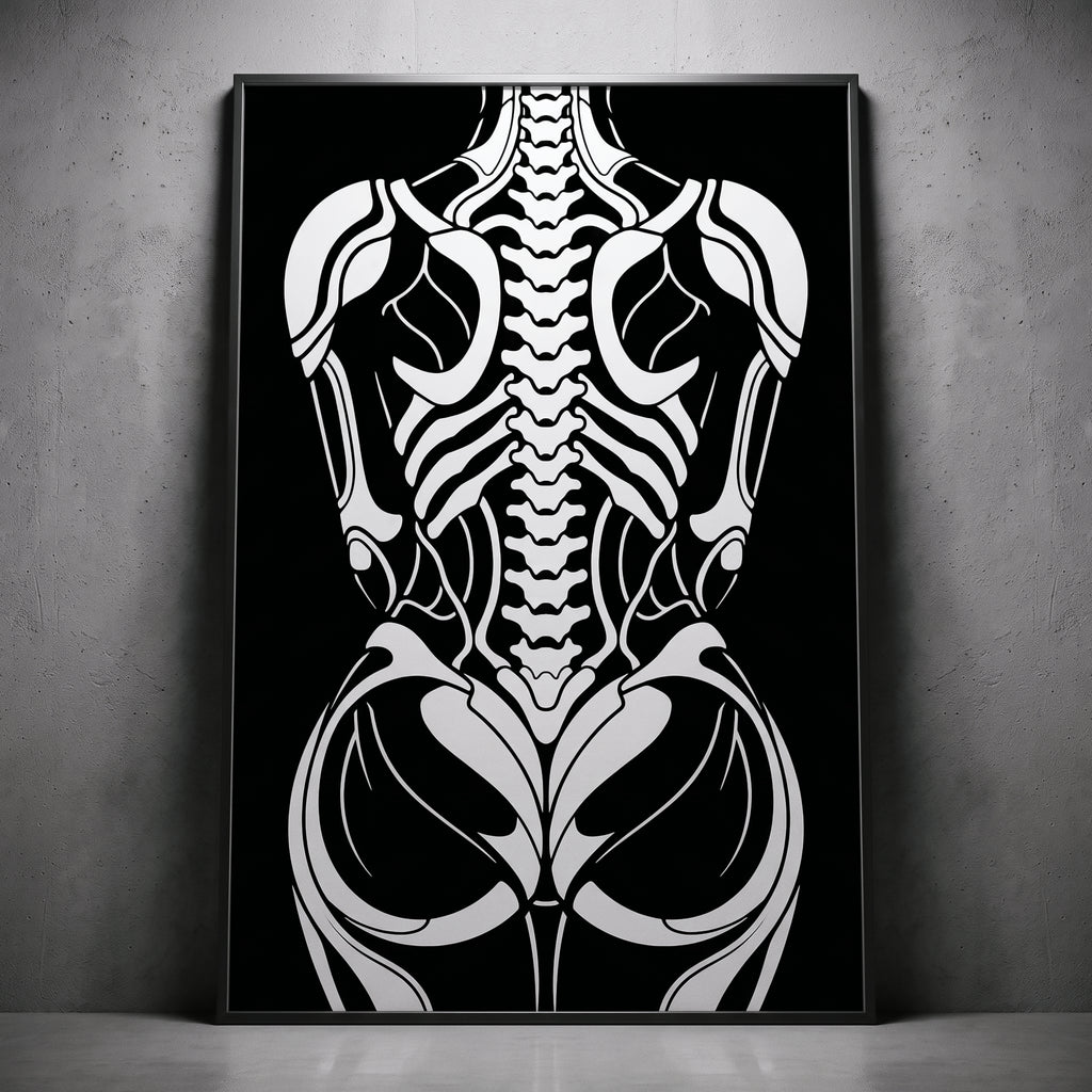 ARMATA | Cybernetic Skeletal Female Body Op Art Print | Luxury Sci-Fi Wall Art