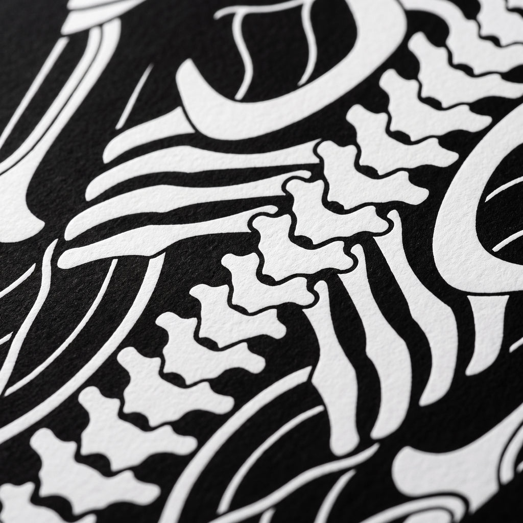 ARMATA | Cybernetic Skeletal Female Body Op Art Print | Luxury Sci-Fi Wall Art