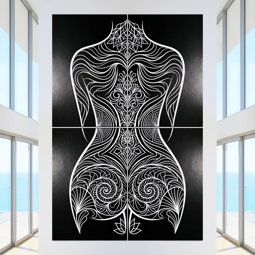 CORAL | Minimalist Female Figure Coastal B&W Op Art | Modern Luxury Multi-Print Wall Art