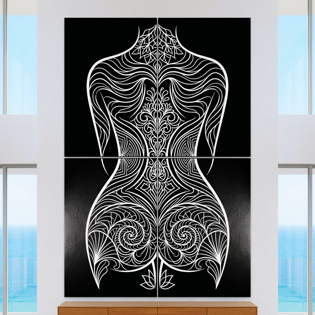 CORAL | Minimalist Female Figure Coastal B&W Op Art | Modern Luxury Multi-Print Wall Art