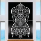 CORAL | Minimalist Female Figure Coastal B&W Op Art | Modern Luxury Multi-Print Wall Art